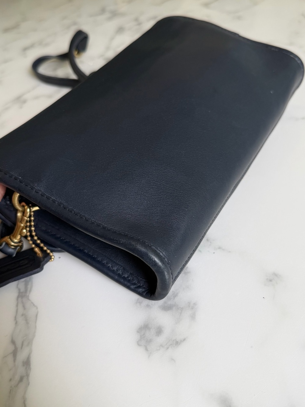 Coach Vintage Sterling Envelope Clutch Crossbody Bag 9945 Navy Blue Leather 90s - Picture 14 of 16